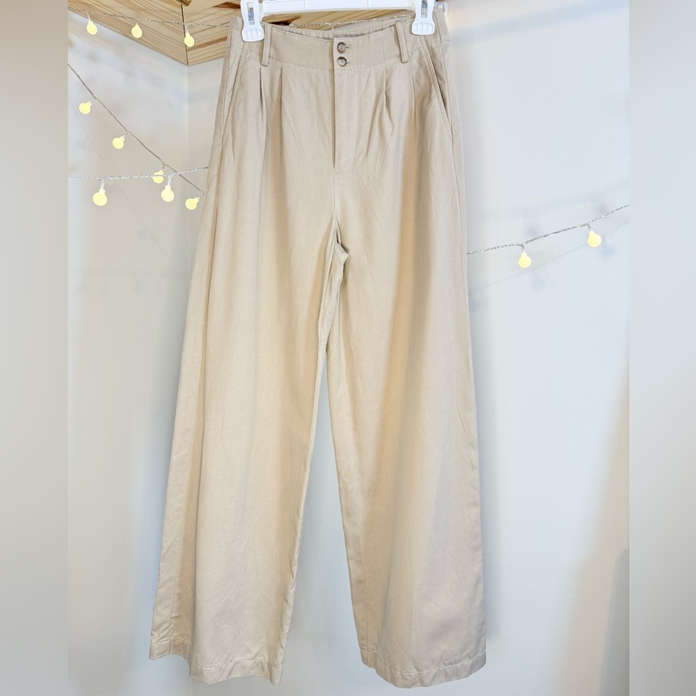 🌾 Madewell Women’s High Waist Wide Leg Trousers‎ - Khaki Chinos